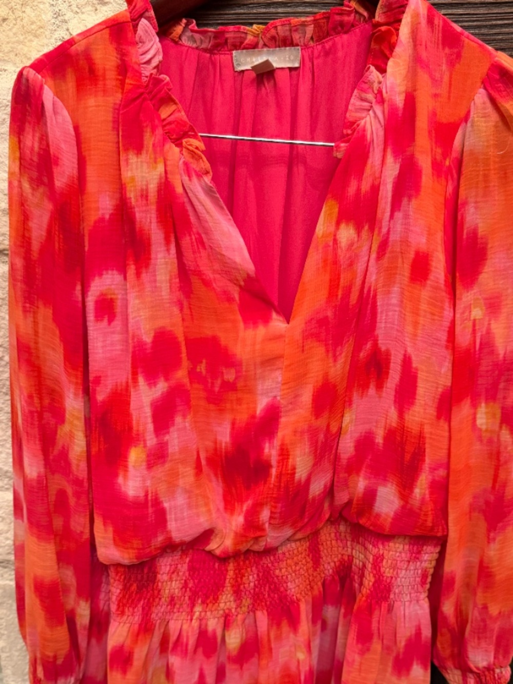 Long Sleeve rayon blend v-neck dress